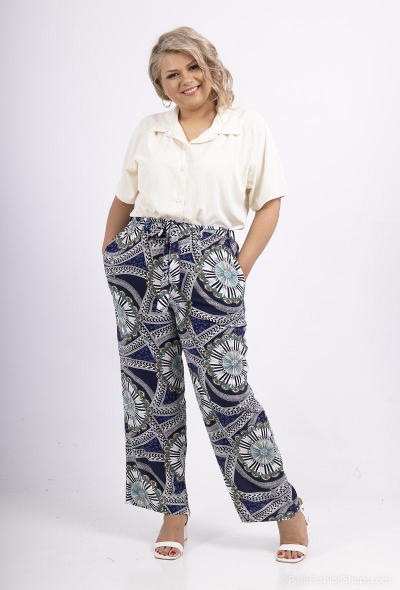 Plus Size Fluid printed pants