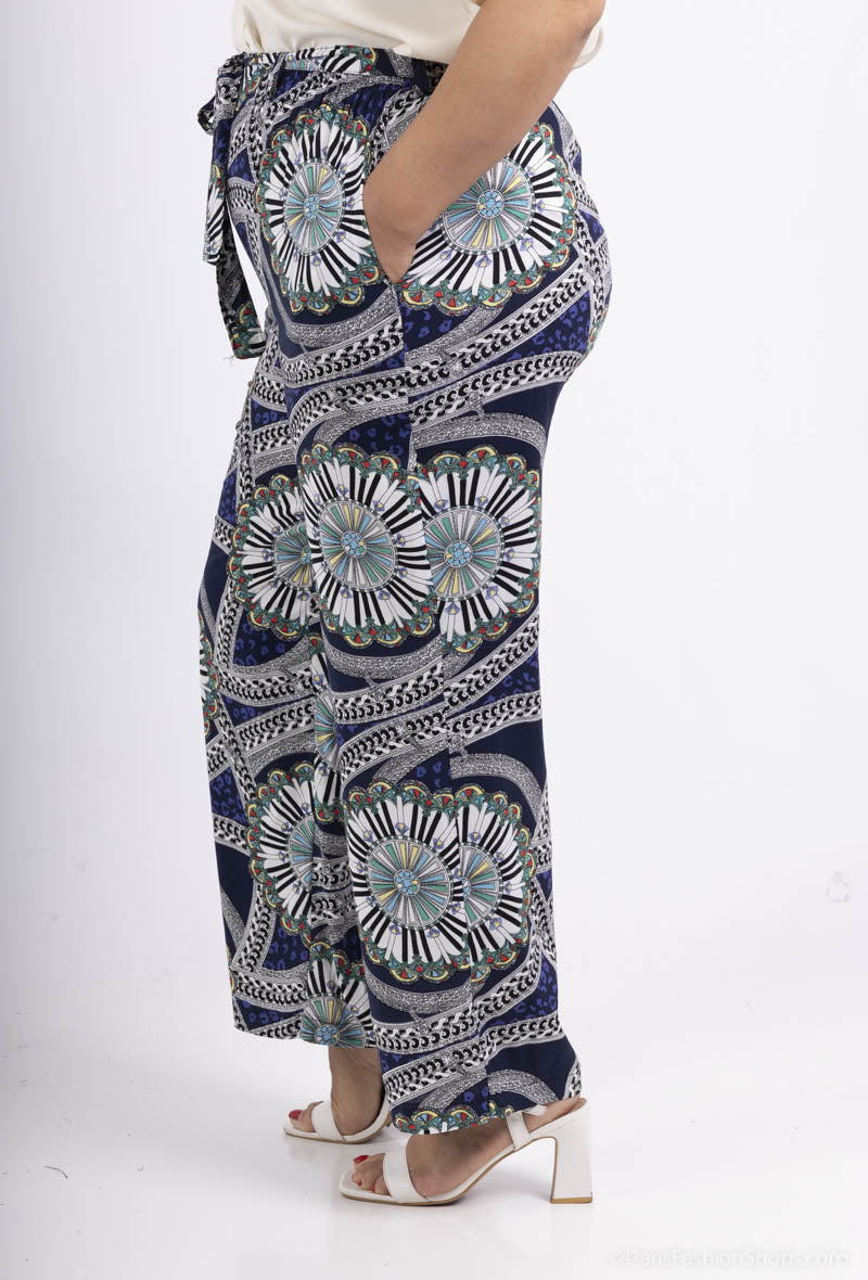 Plus Size Flowing Printed Pants