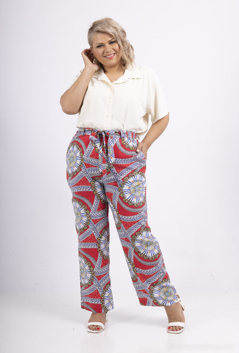 Plus Size Fluid printed pants