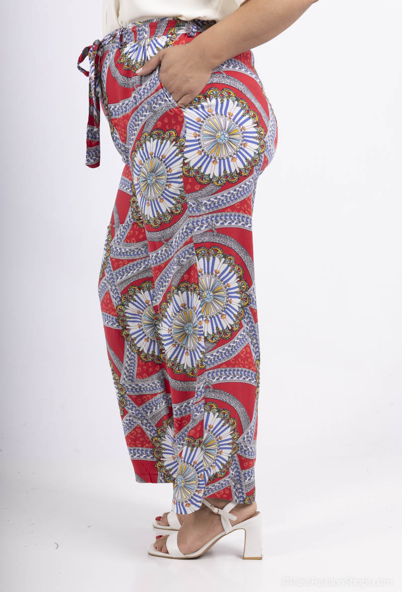 Plus Size Flowing Printed Pants
