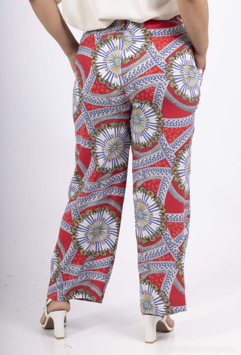 Plus Size Flowing Printed Pants