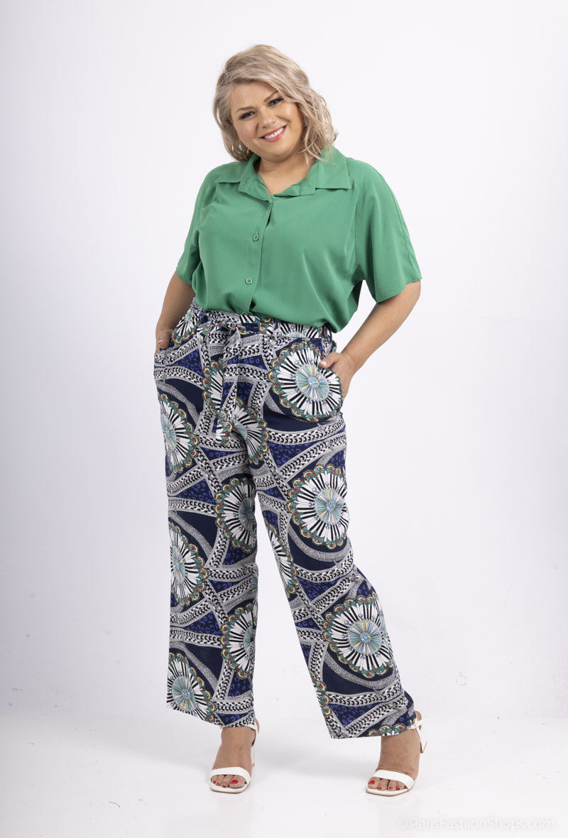 Plus Size Fluid printed pants