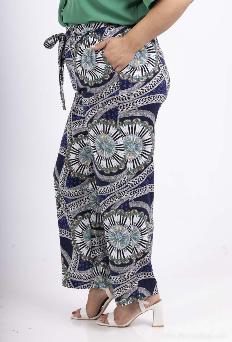 Plus Size Flowing Printed Pants