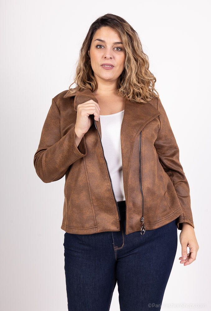 Plus Size Faux Leather Effect Perfecto Jacket