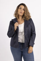 Plus Size Faux leather effect perfecto Zipper Casual Unicolor