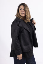 Plus Size Faux leather effect perfecto Zipper Casual Unicolor