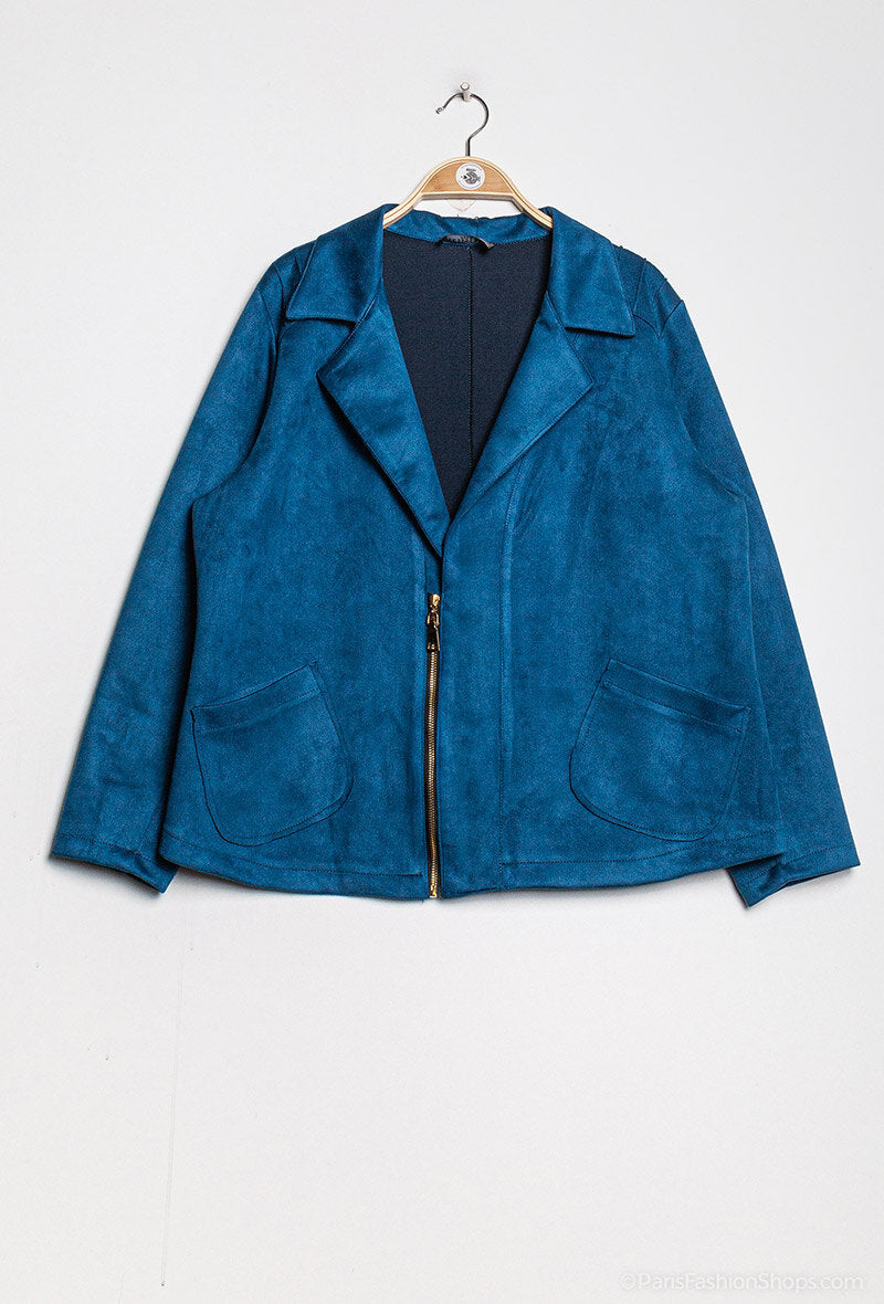 Plus Size Faux suede biker jacket