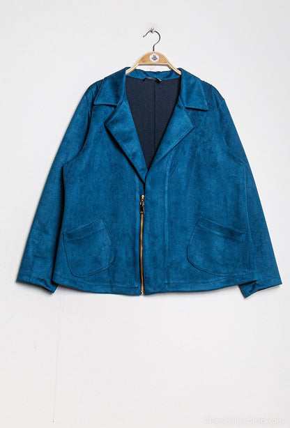 Plus Size Faux suede biker jacket