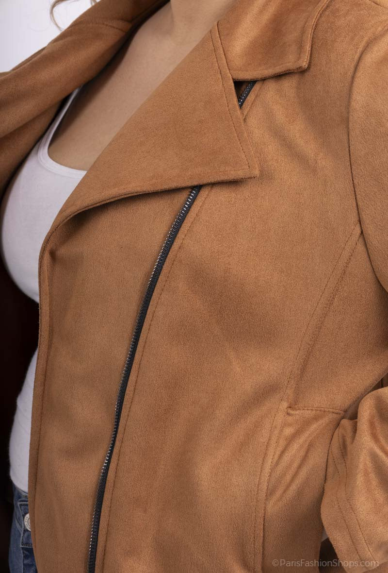 Plus Size Zipped Suede Perfecto
