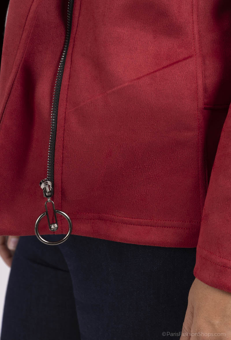 Plus Size Zipped Suede Perfecto Jacket