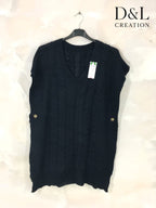 Short-sleeve poncho sweater sizes 38 to 50 Stora Storlekar