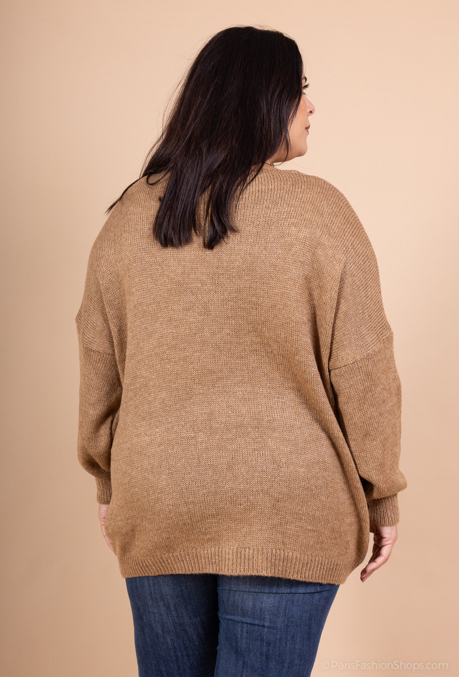 Sweater med blommig broderi och pärlor i storlek 38 till 52