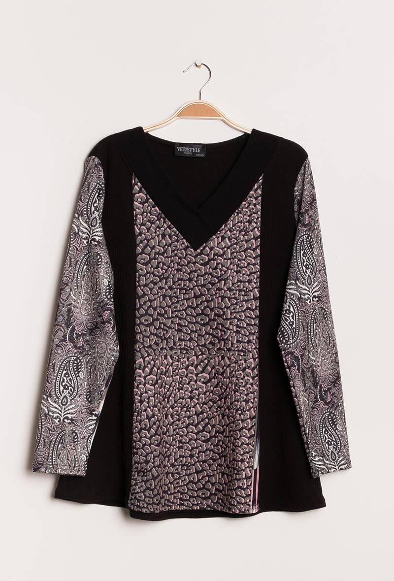 Plus Size Tröja med Tryckt Detalj