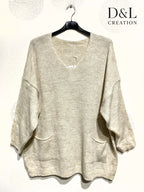 Tröja i Mohair Ull med Fickor, Storlekar 38 till 52 | Plus Size