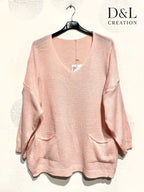 Sweater with mohair wool and pockets sizes 38 to 52 i Plus Size