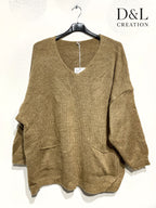 Sweater with mohair wool and pockets sizes 38 to 52 i Plus Size