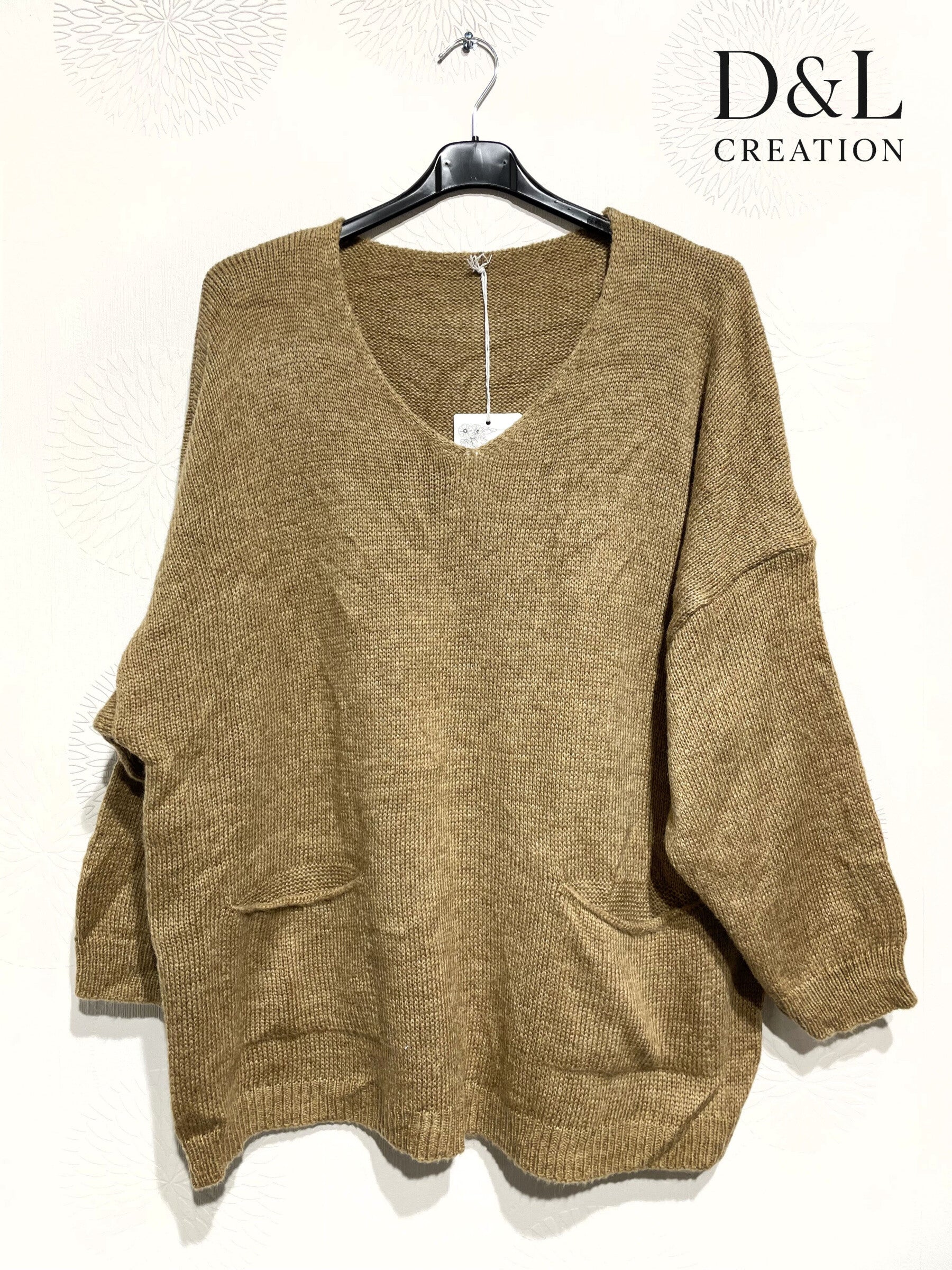 Sweater with mohair wool and pockets sizes 38 to 52 i Plus Size