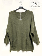 Sweater with mohair wool and pockets sizes 38 to 52 i Plus Size