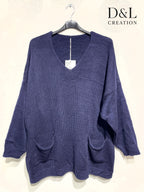 Sweater with mohair wool and pockets sizes 38 to 52 i Plus Size