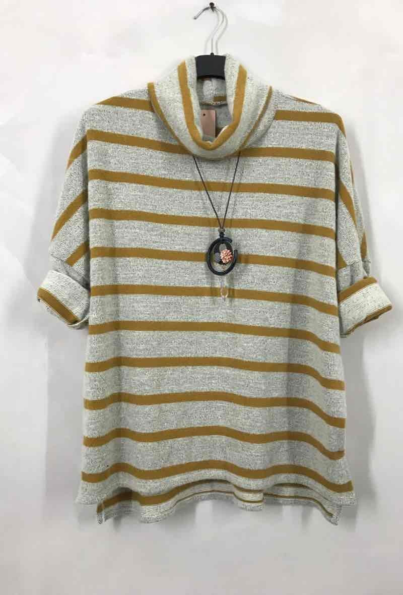 Plus Size Striped turtleneck jumper