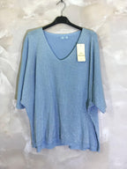 Plus Size Shiny V-neck Sweater