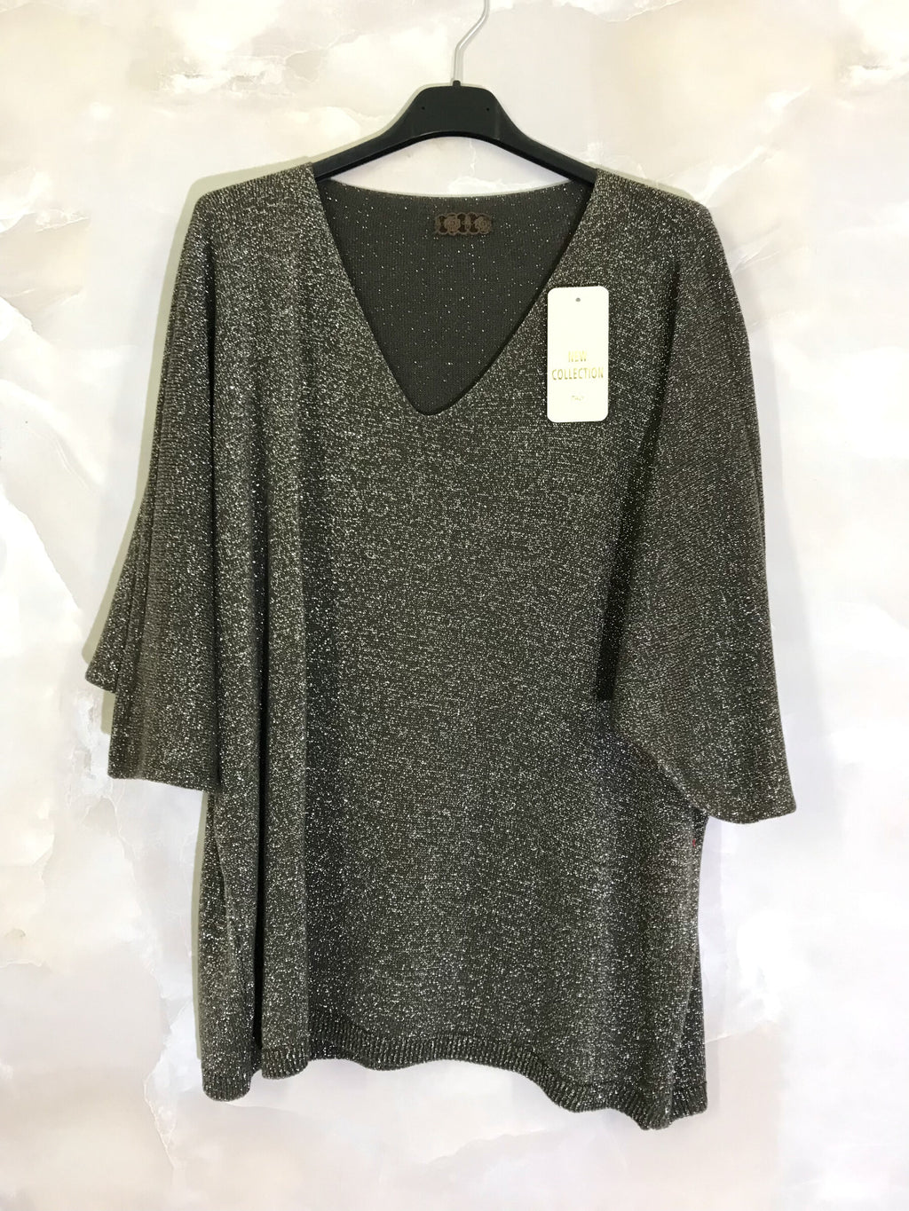 Plus Size Shiny V-neck Sweater