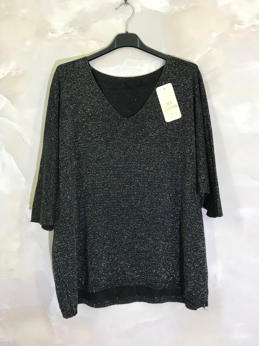 Plus Size Shiny V-neck Sweater