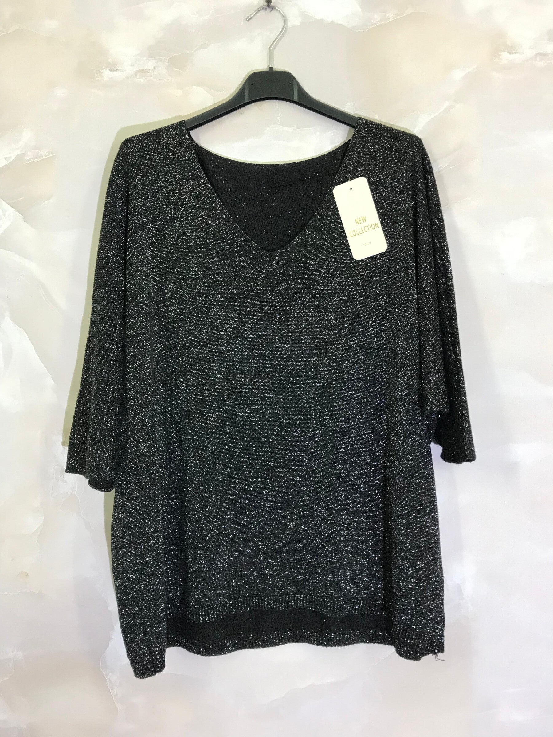 Plus Size Shiny V-neck Sweater