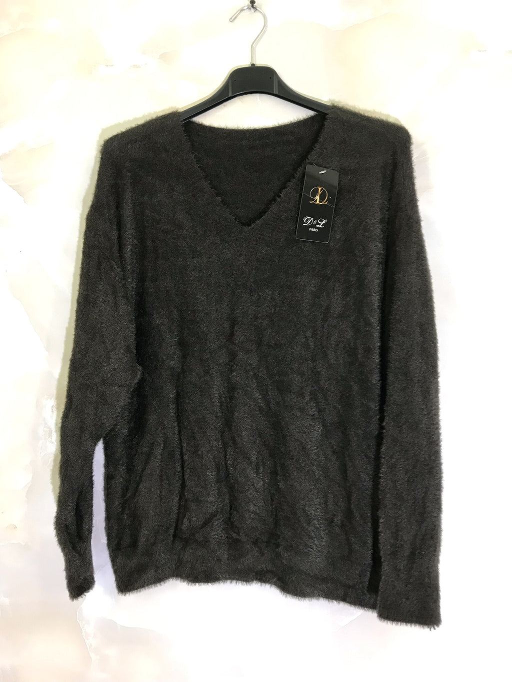 Plus Size Extra Soft Fluffy V-neck Sweater