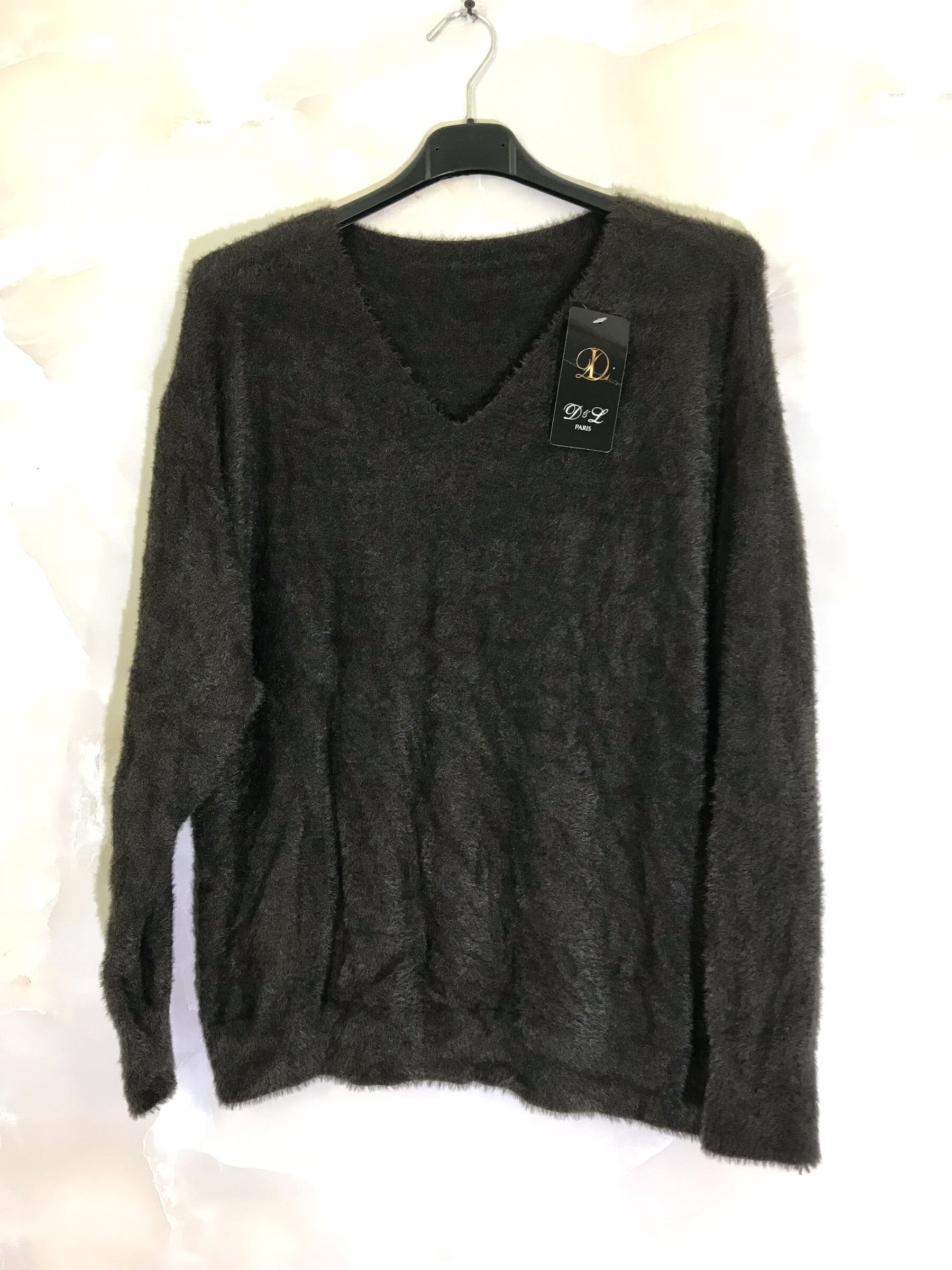 Plus Size Extra Soft Fluffy V-neck Sweater