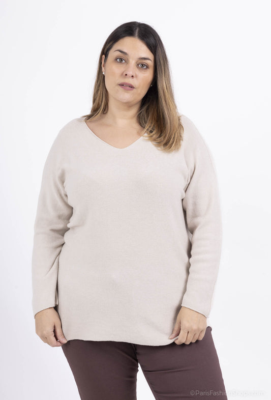 Plus Size Soft V-neck Jumper