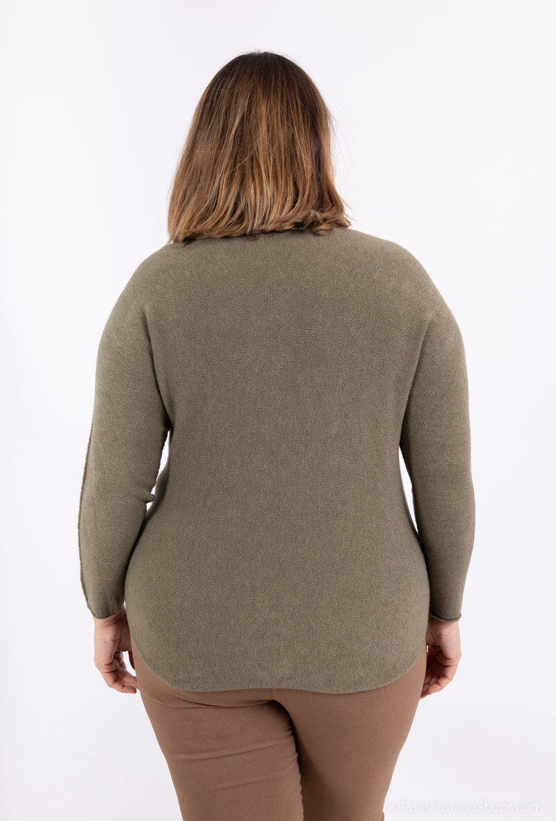 V-ringad stretchstickad tröja i storlek 38 till 50 i Stor Storlek