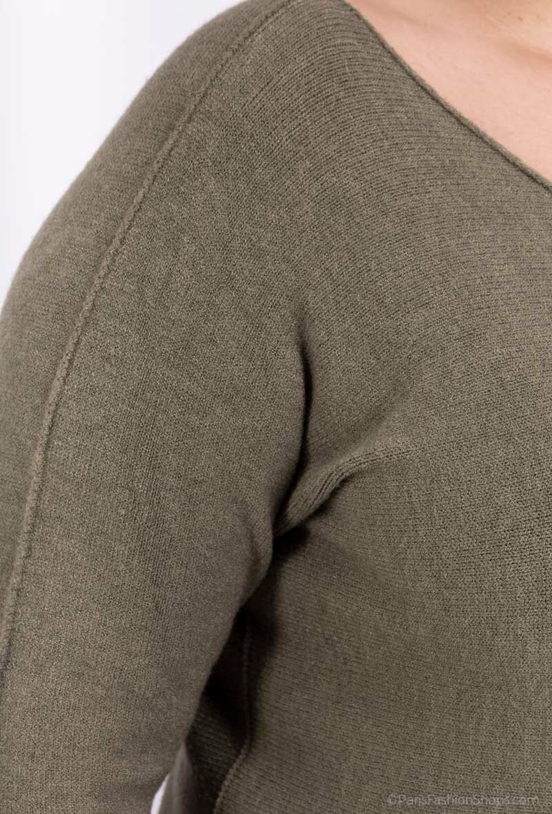 V-ringad stretchstickad tröja i storlek 38 till 50 i Stor Storlek