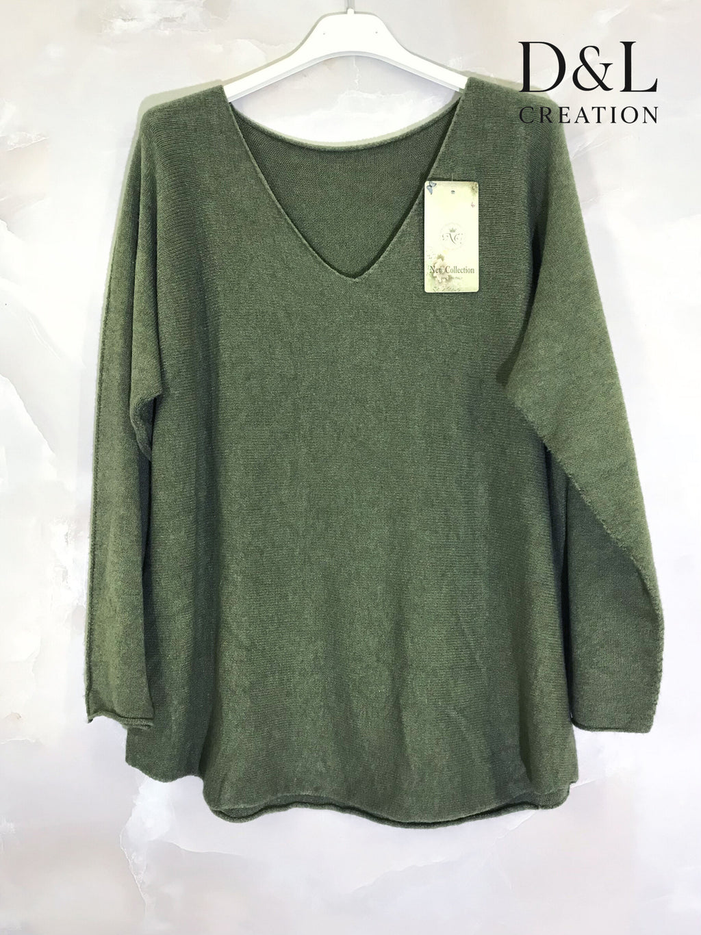 V-ringad stretchstickad tröja i storlek 38 till 50 i Stor Storlek