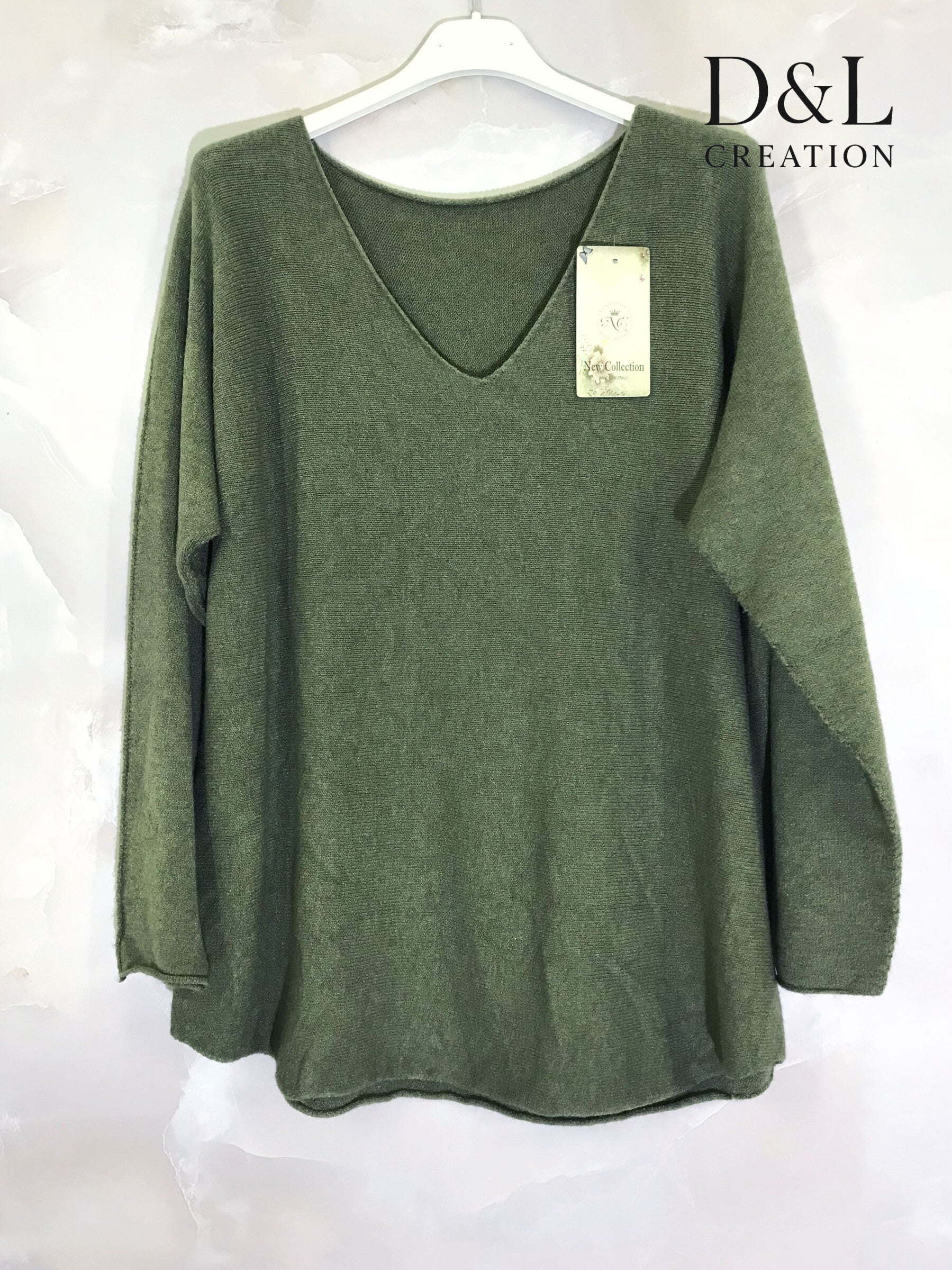 V-ringad stretchstickad tröja i storlek 38 till 50 i Stor Storlek