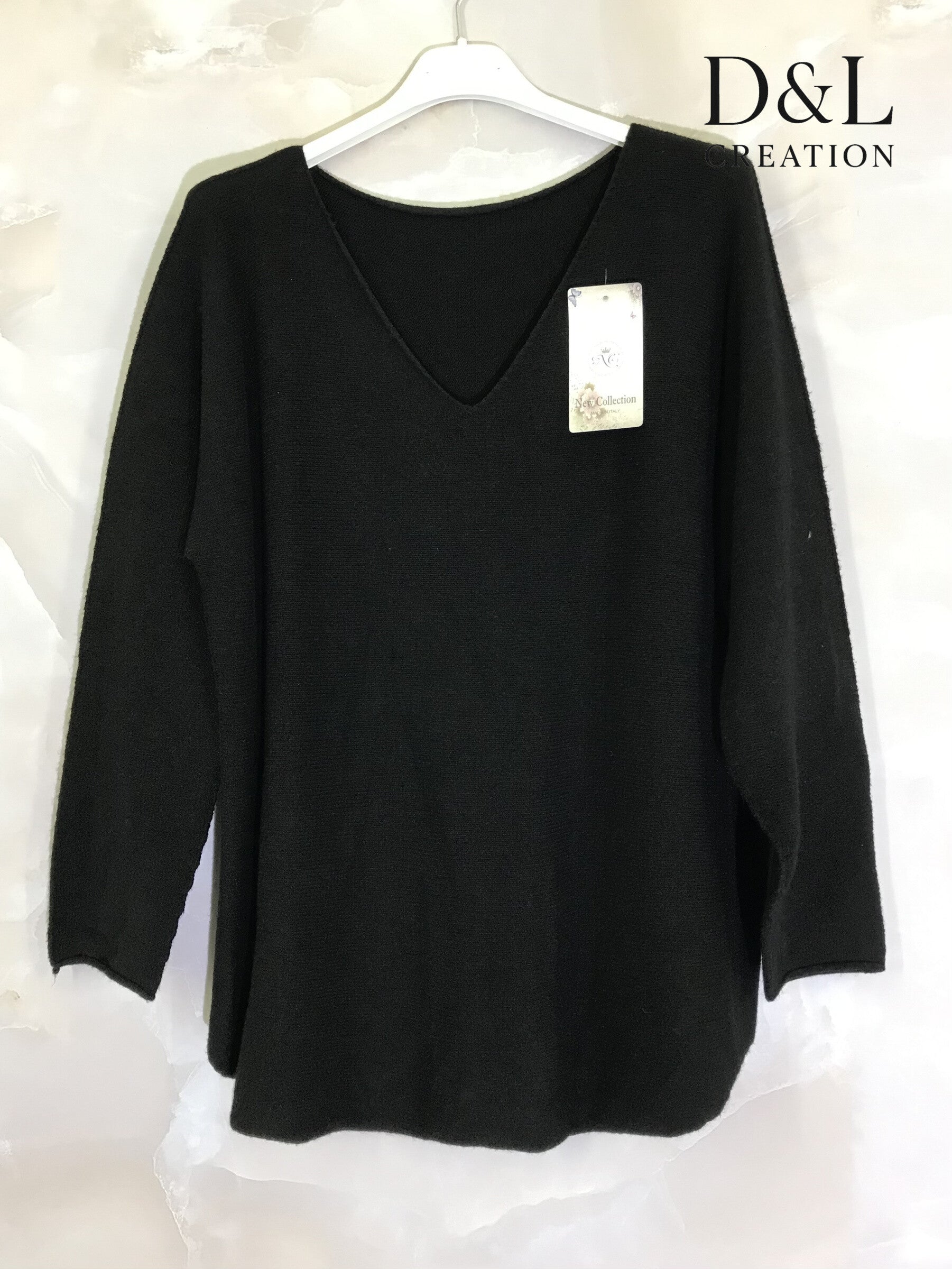 V-ringad stretchstickad tröja storlekar 38 till 50 i Plus Size