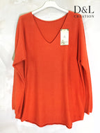 V-neck stretch knit sweater sizes 38 to 50 i Stor Storlek