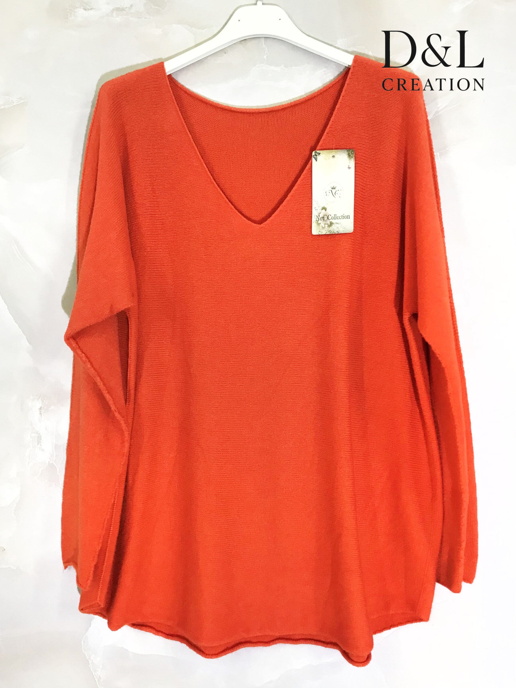 V-neck stretch knit sweater sizes 38 to 50 i Stor Storlek