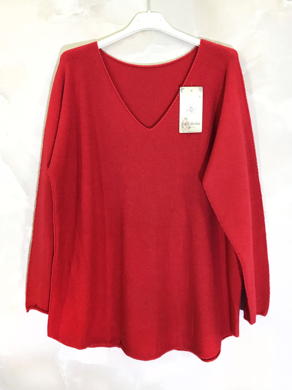 V-neck stretch knit sweater sizes 38 to 50 i Stor Storlek