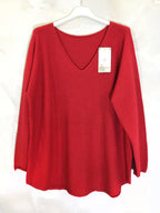 V-neck stretch knit sweater sizes 38 to 50 i Stor Storlek