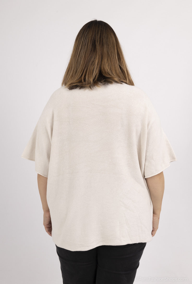 Plus Size V-neck Short Sleeves Soft Jumper