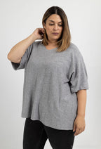 V-neck short sleeves soft jumper i Stor Storlek
