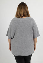 V-neck kortärmad mjuk jumper i Stor Storlek