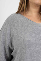 V-neck kortärmad mjuk jumper i Stor Storlek