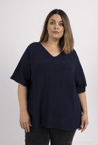 V-neck short sleeves soft jumper i Stor Storlek