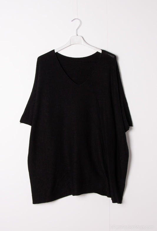 Plus Size V-neck Short Sleeves Soft Jumper
