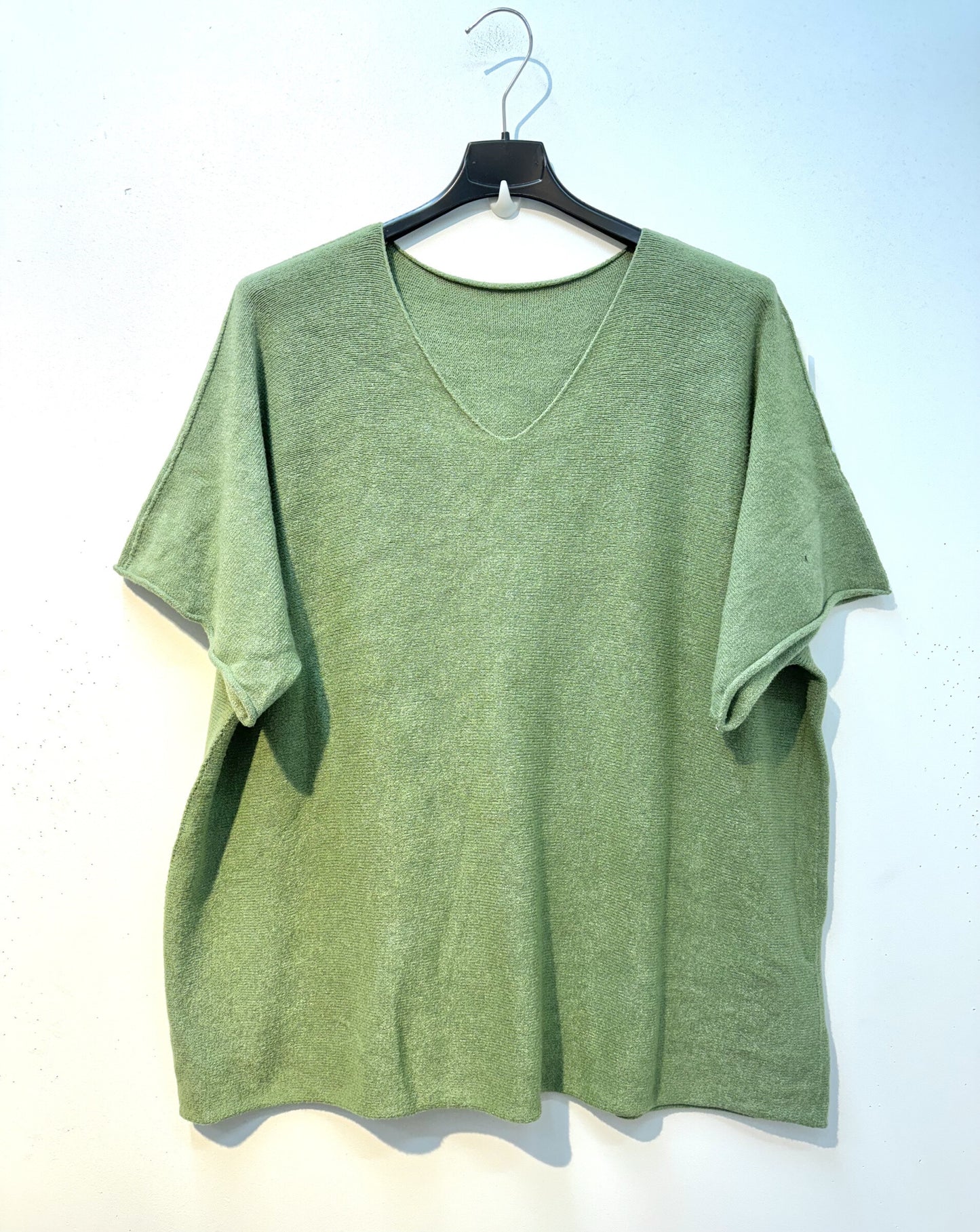 Plus Size V-neck short sleeves soft jumper