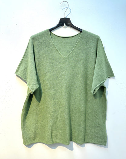 Plus Size V-neck short sleeves soft jumper