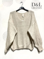 Supermjuk oversized V-ringad tröja med mohair, storlek T38 till T52+