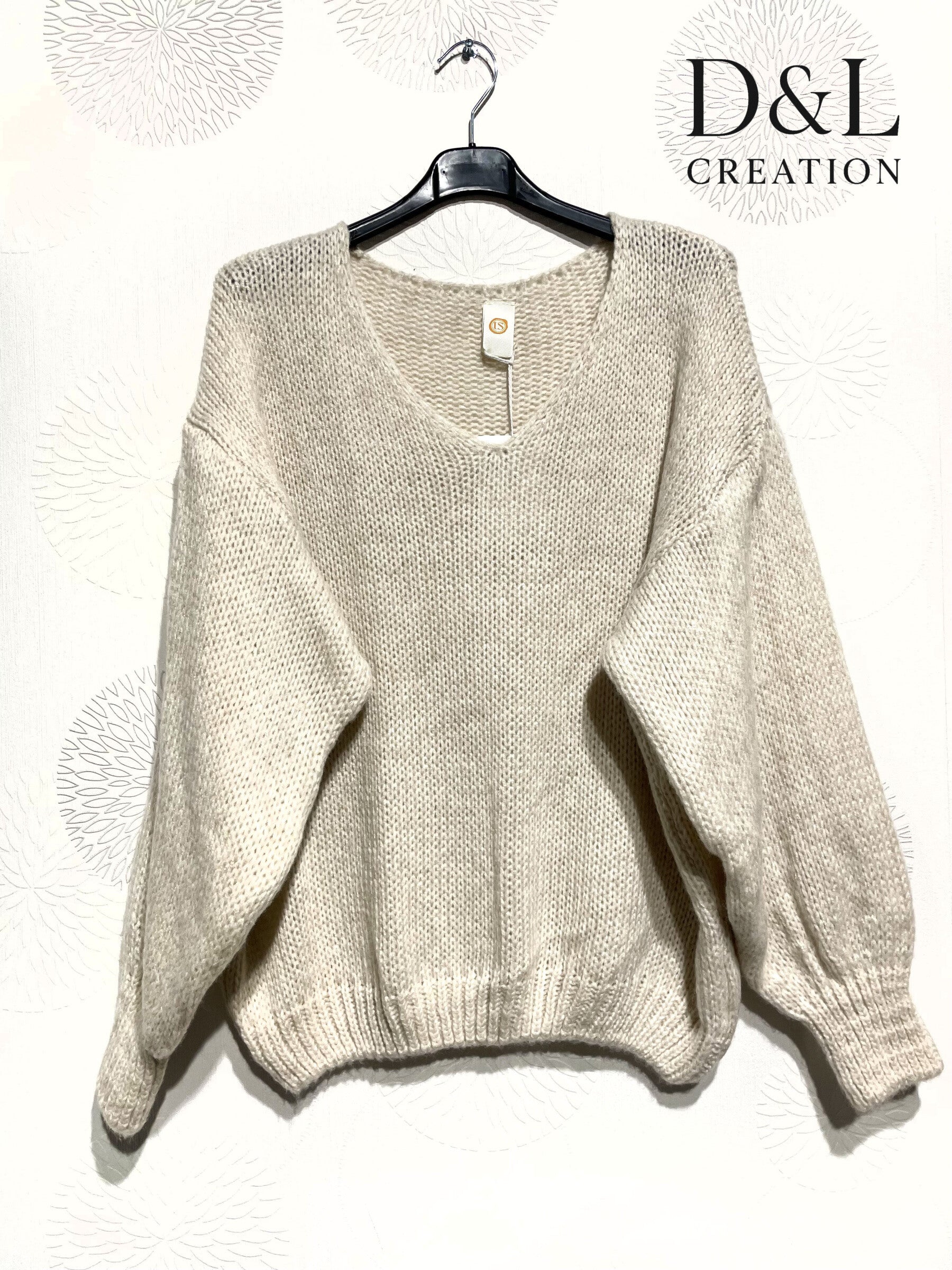 Supermjuk oversized V-ringad tröja med mohair, storlek T38 till T52+
